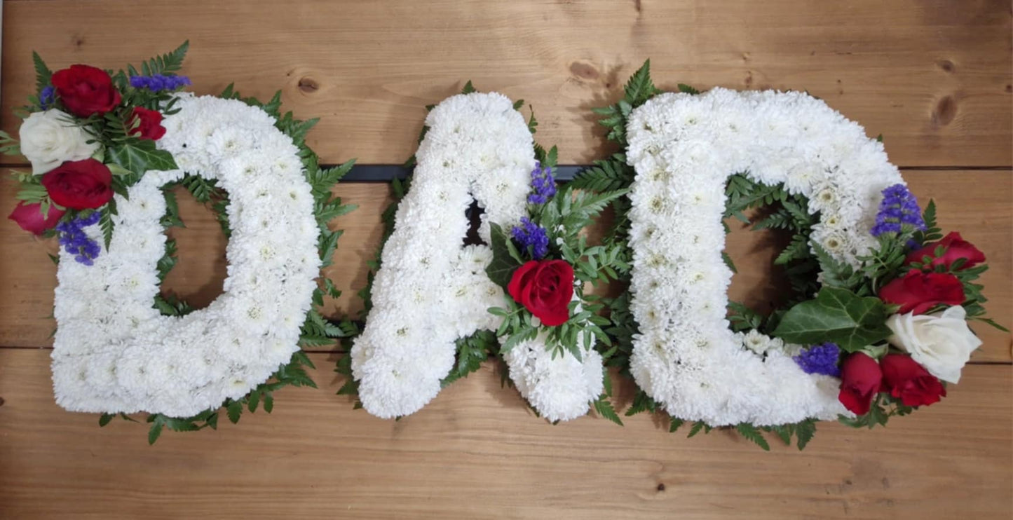 Foliage Edge Funeral Lettering
