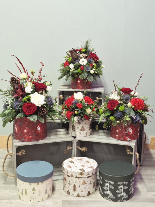 Christmas Hat Box Arrangement