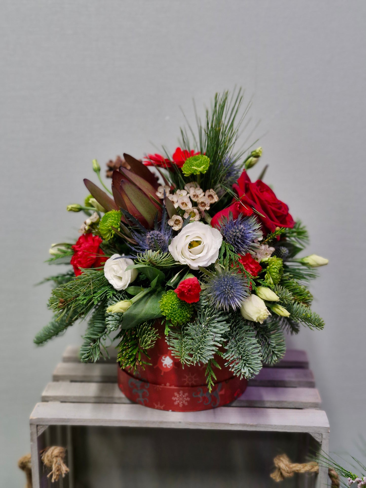 Christmas Hat Box Arrangement