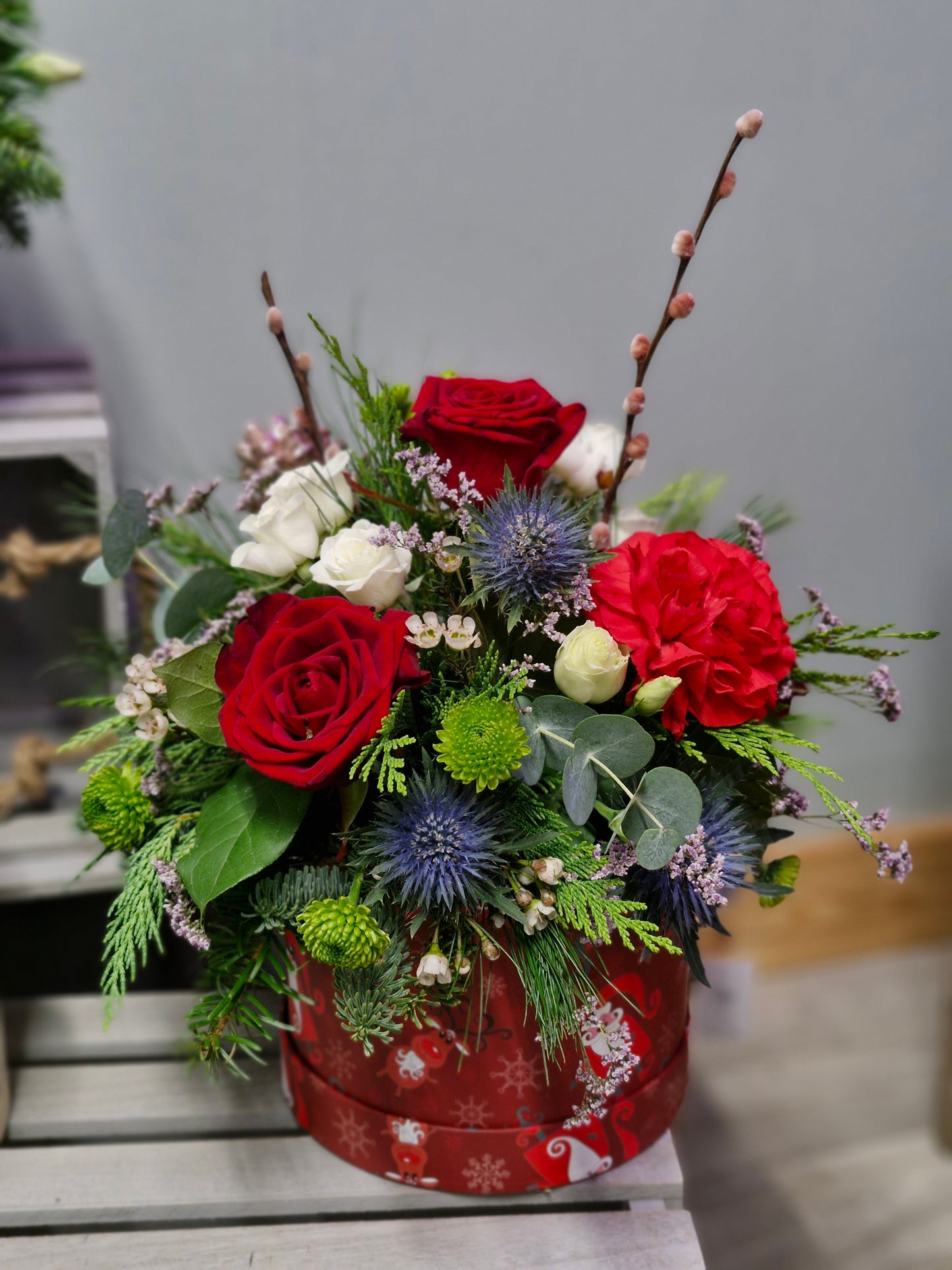 Christmas Hat Box Arrangement