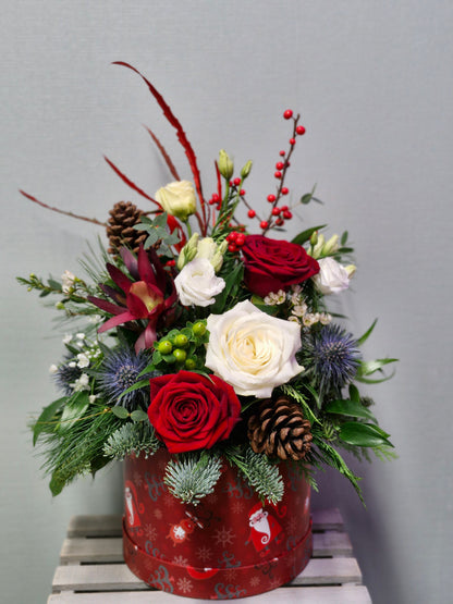 Christmas Hat Box Arrangement